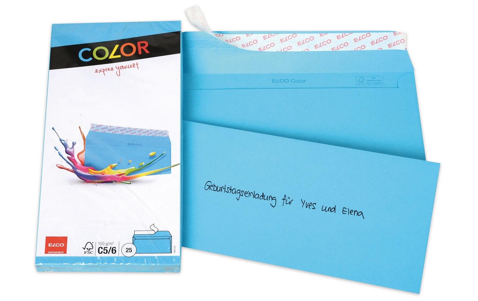 Elco Couvert C5/6, ohne Fenster, selbstklebend, blau, 100 g/m² – 25 Stk.