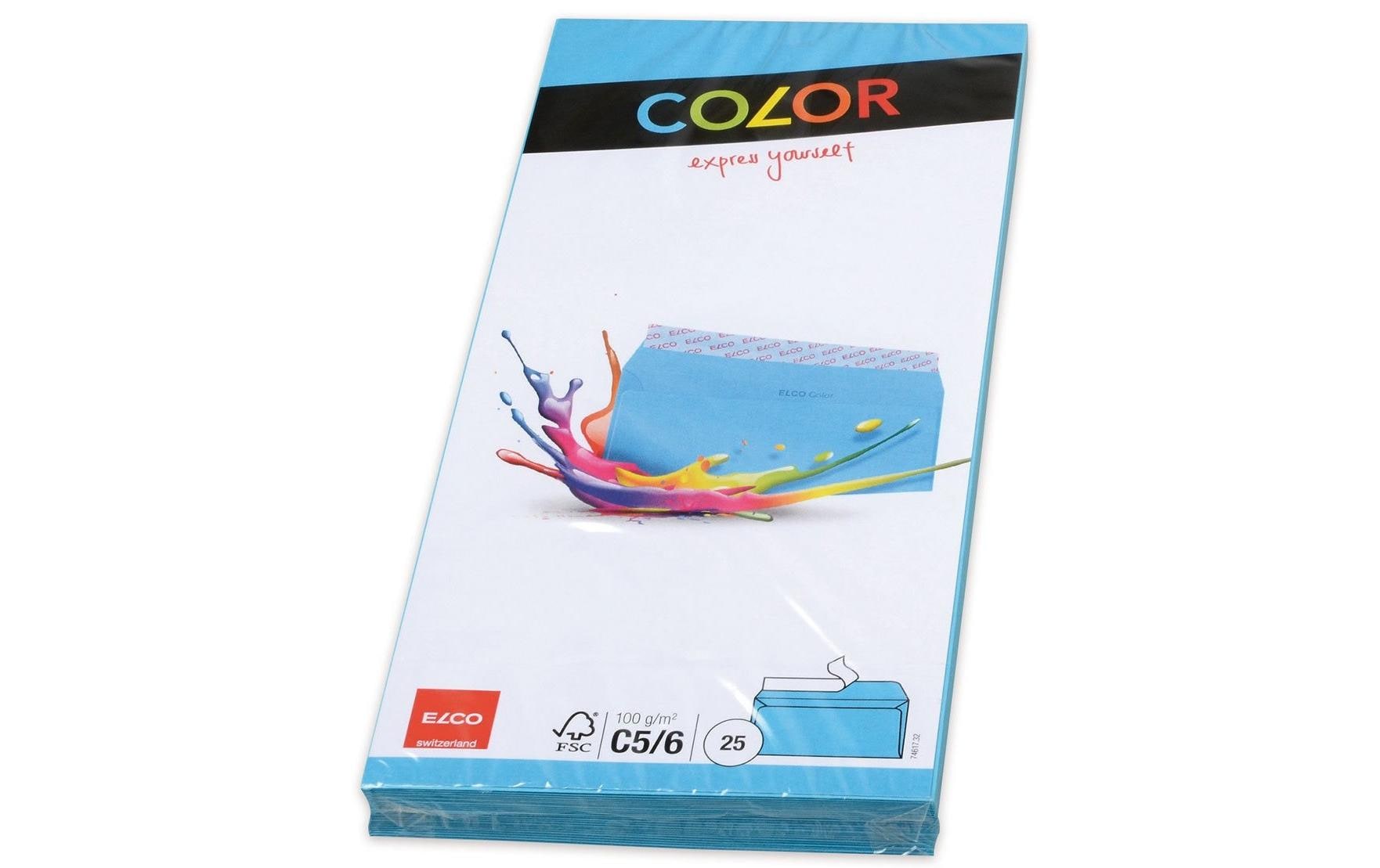 Elco Couvert C5/6, ohne Fenster, selbstklebend, blau, 100 g/m² – 25 Stk.