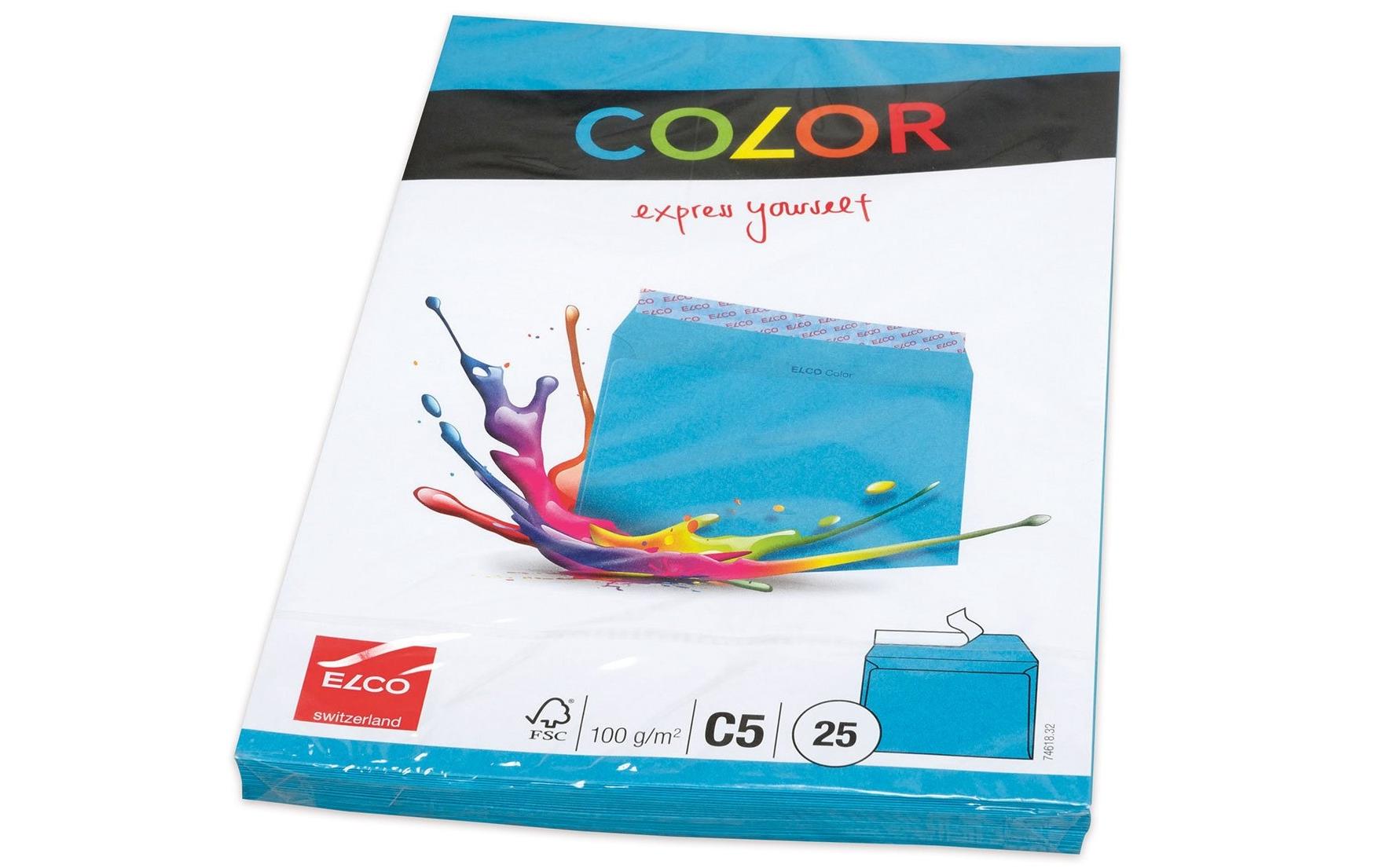 Elco Couvert C5, ohne Fenster, selbstklebend, blau, 100 g/m² – 25 Stk.
