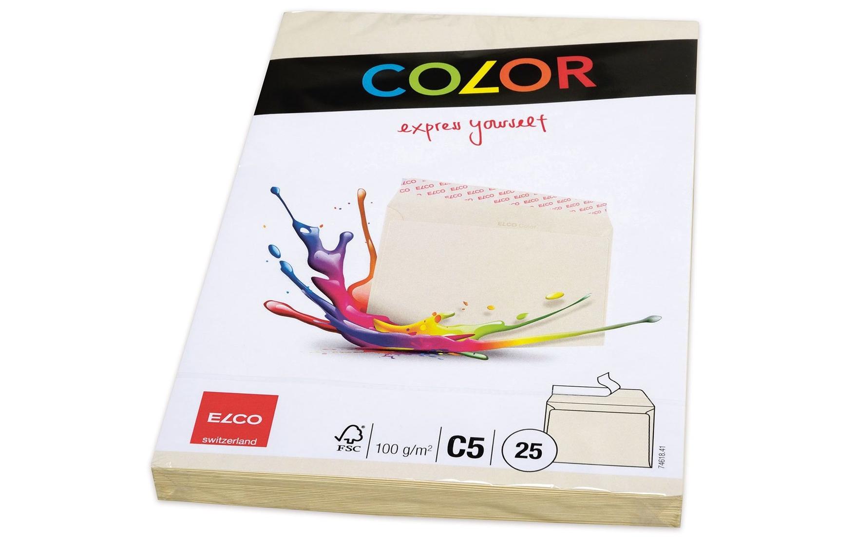 Elco Couvert C5, ohne Fenster, selbstklebend, hellchamois, 100 g/m² – 25 Stk.