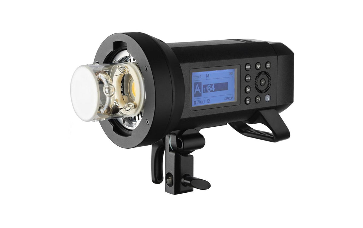 Godox AD400Pro Blitzgerät – Leitzahl 72, 5600 K – Akku 2600 mAh (56,16 Wh) – für Canon, Nikon