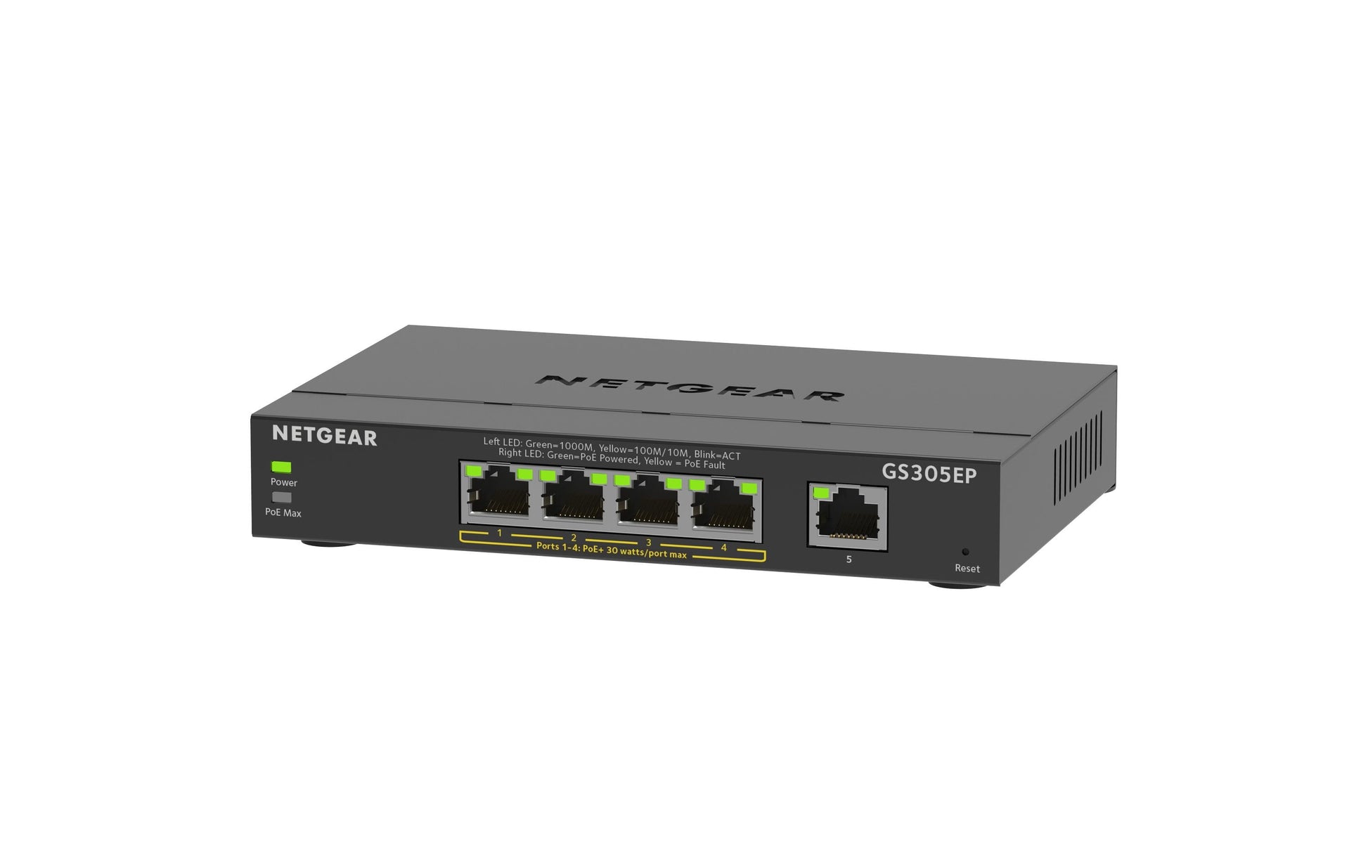 NETGEAR GS305EP – Managed L2/L3 Switch – 5× 1G (4× PoE+), PoE-Budget 63 W