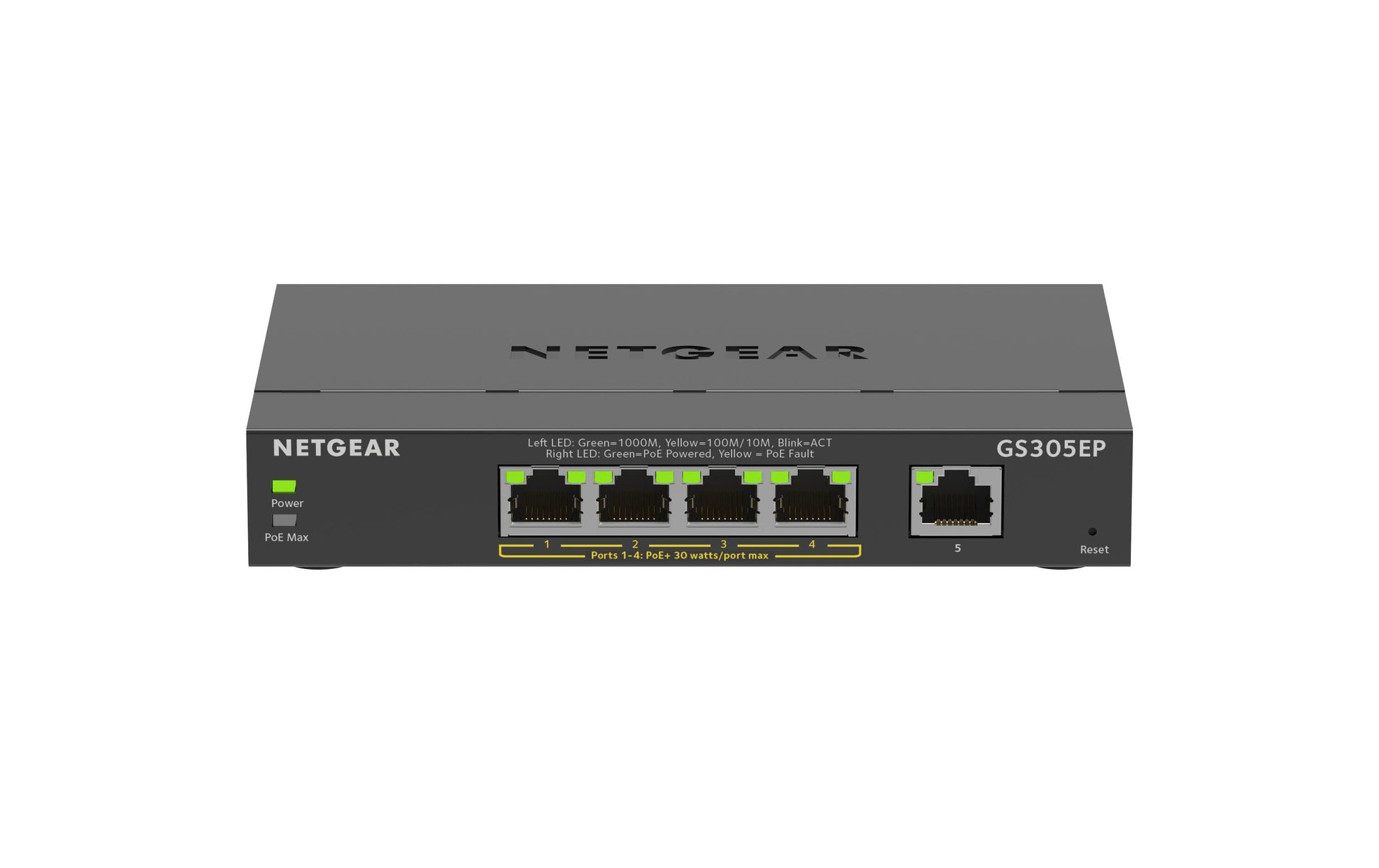 NETGEAR GS305EP – Managed L2/L3 Switch – 5× 1G (4× PoE+), PoE-Budget 63 W