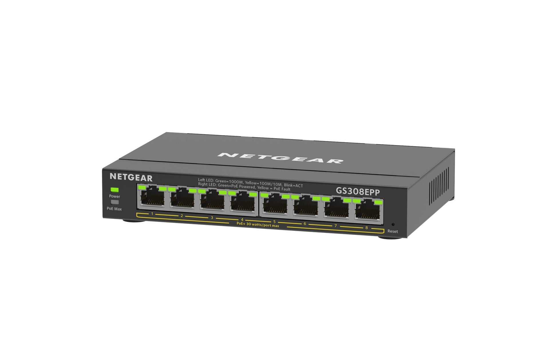 NETGEAR GS308EPP – Managed Switch – 8×GbE, L2/L3, PoE+
