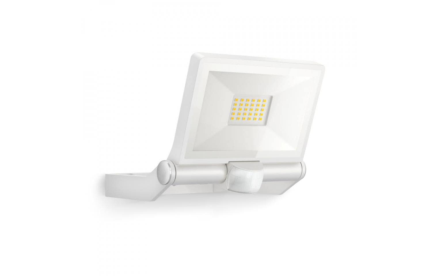 STEINEL Aussenwandleuchte – Warmweiss – 3000 K – IP44 – Netzbetrieb – mit Bewegungsmelder – Weiss – Aluminium