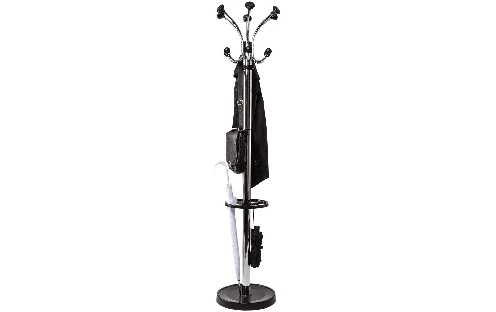 MAUL Nebula Garderobenständer (mit Schirmhalter) – Stahl – Silber – 1'775 mm