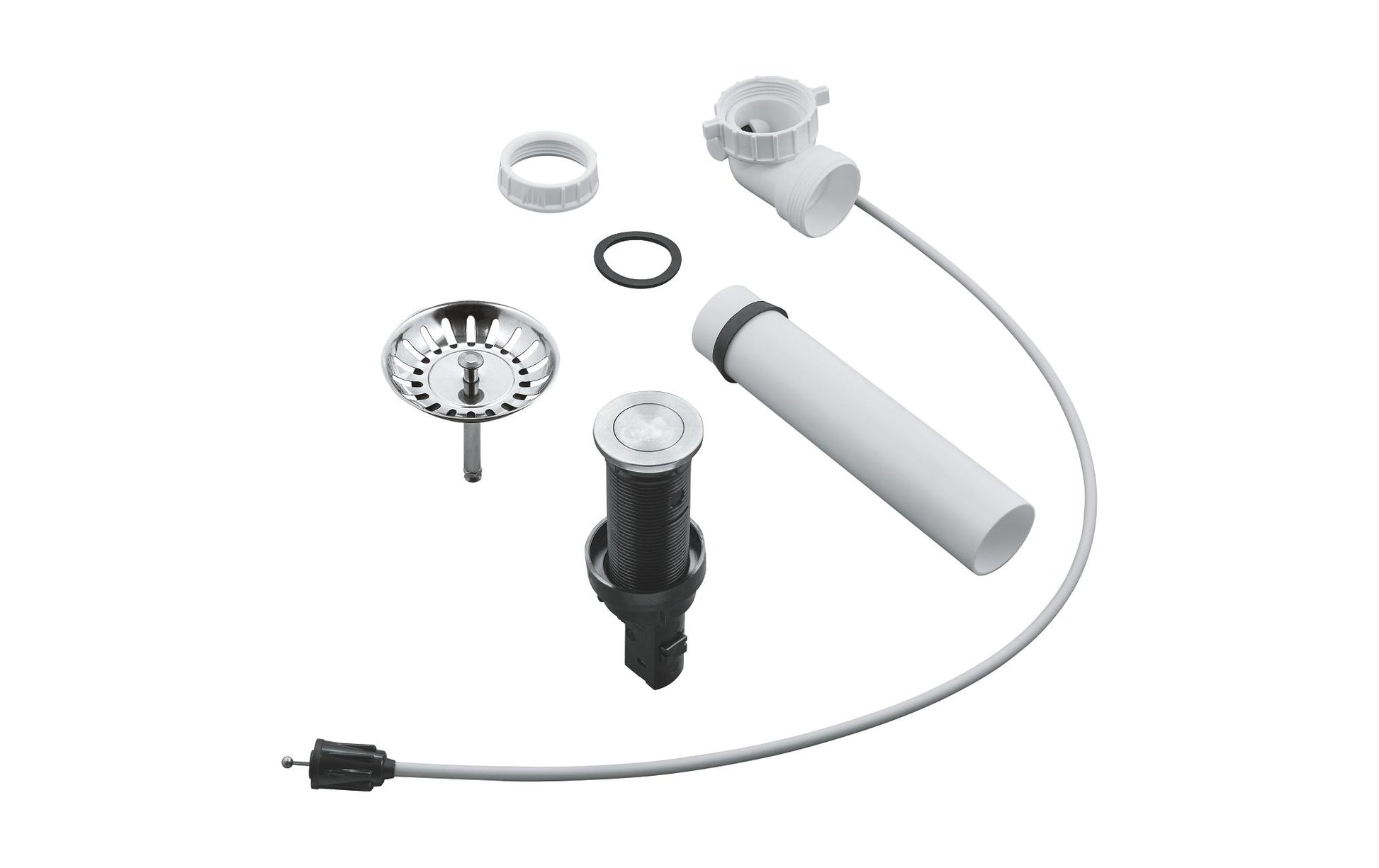GROHE Ablaufgarnitur 40986 – Ø3,5 cm, Kunststoff/Edelstahl, für Armatur, Weiss