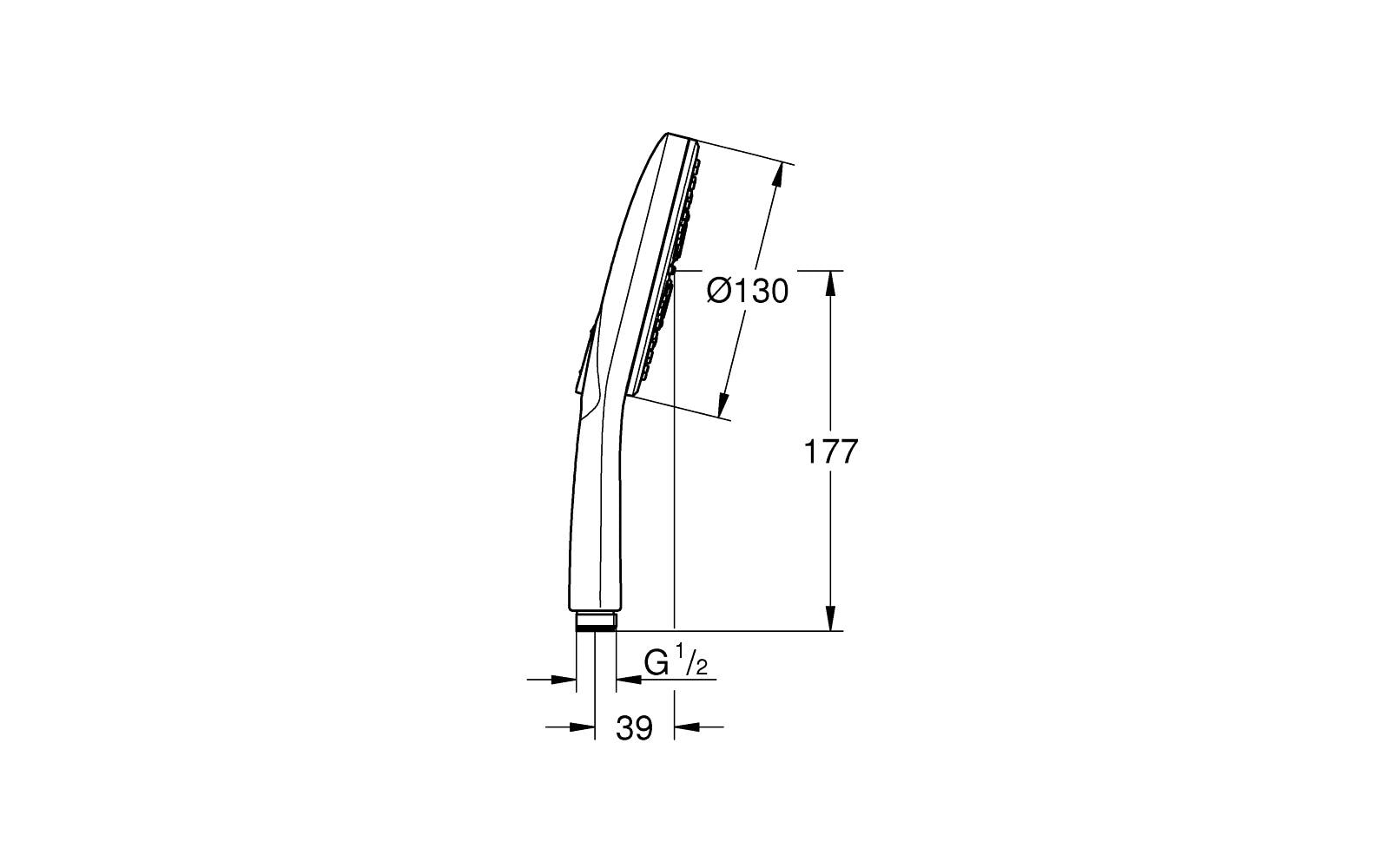 GROHE Handbrause Rainshower SmartActive 130 – Ø13 cm, Edelstahl, Wandmontiert, Supersteel