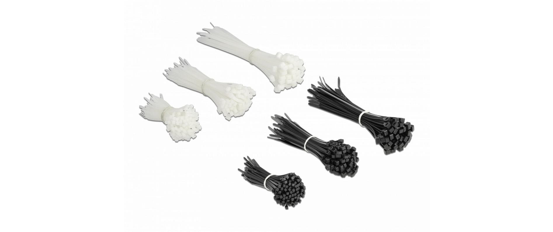 DeLOCK Kabelbinder, 2,5 mm × 0,15 m, schwarz, weiss, 600 Stück