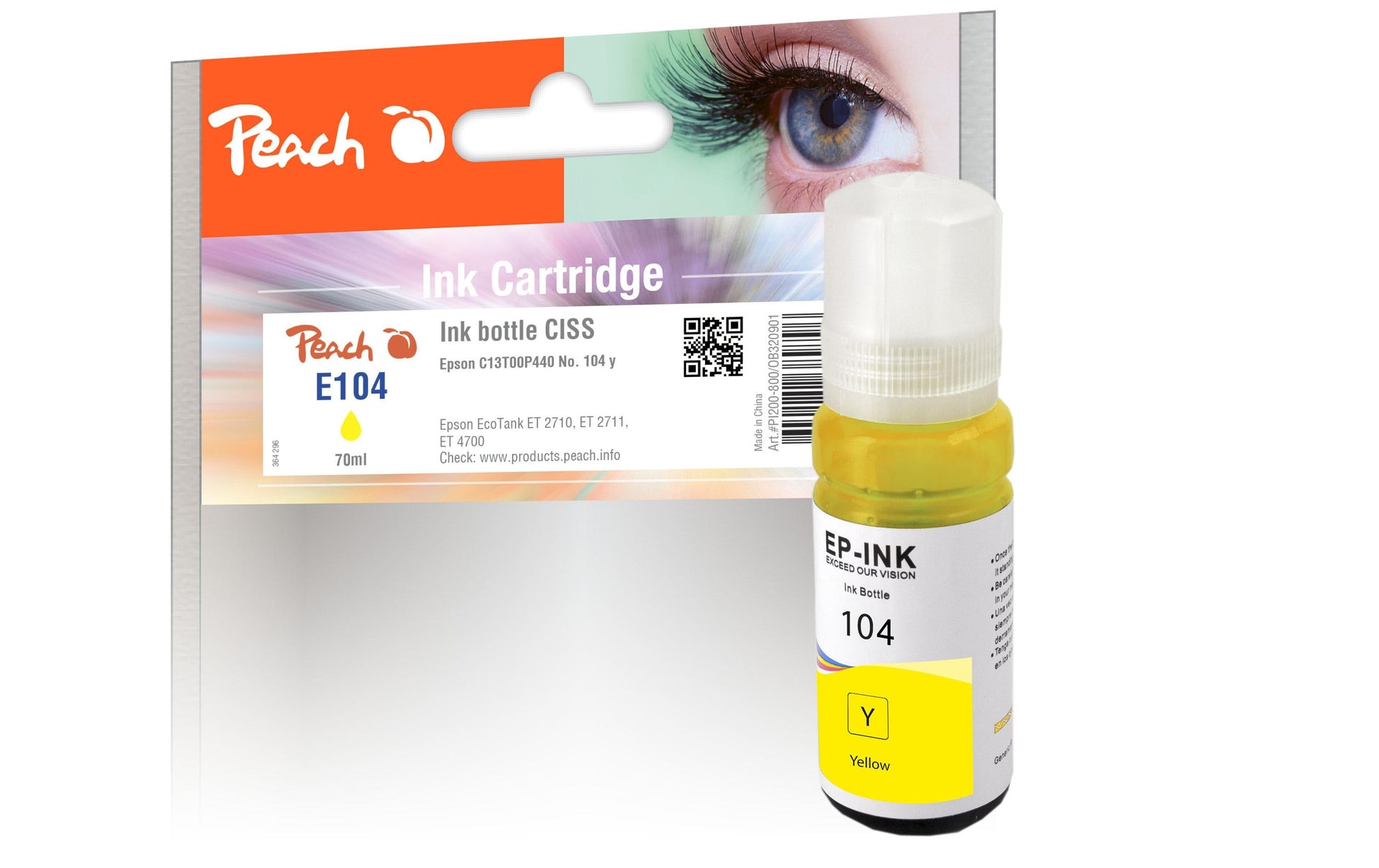Peach 104 Gelb Tintenpatrone (Kompatibel) – 70 ml – für Epson EcoTank ET-15000/ET-2700/ET-2750