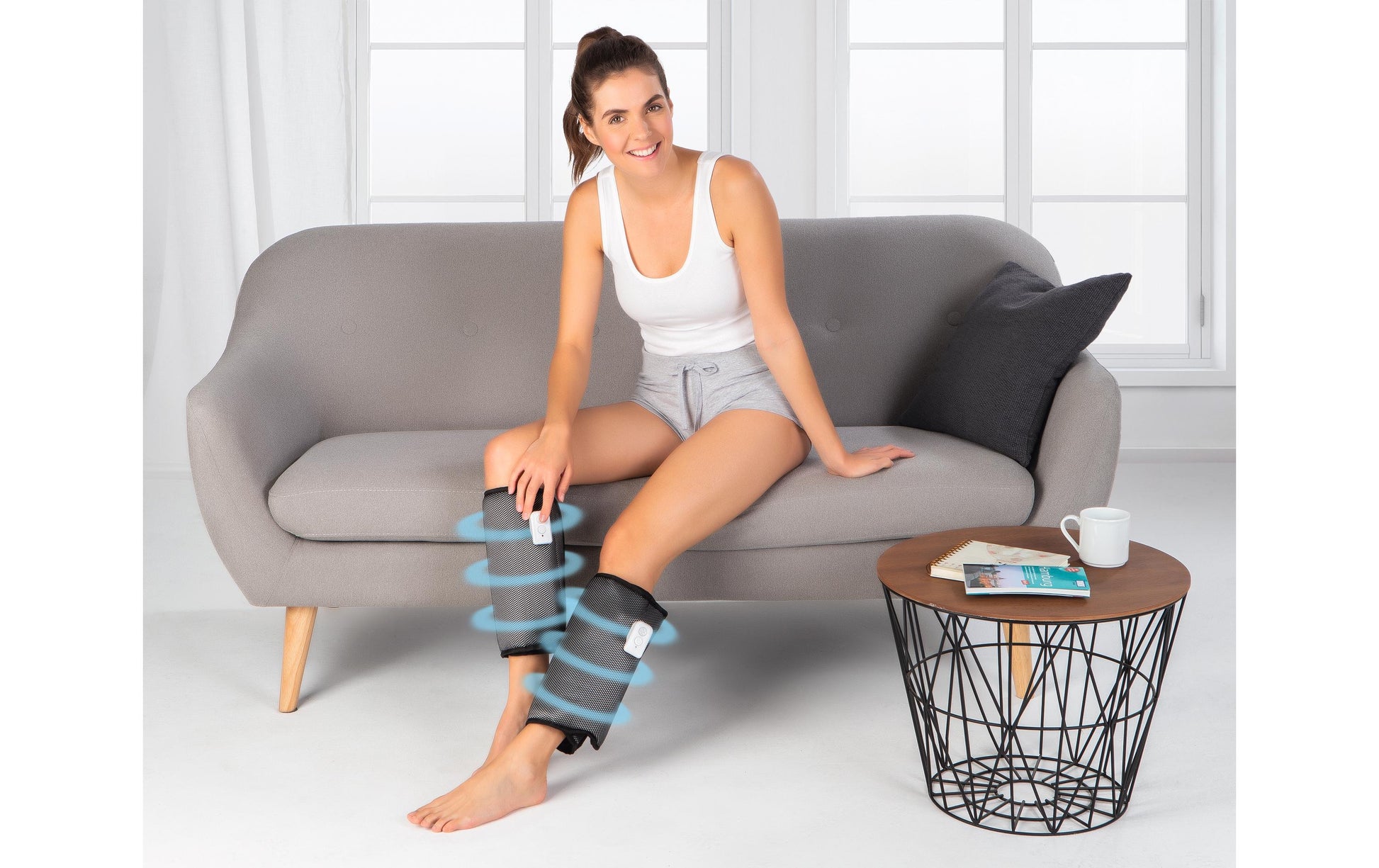 MAXXMEE Venen-Massagegerät – 2-teilig, schwarz, akkubetrieben, Kompressionsmassage, 2 Programme