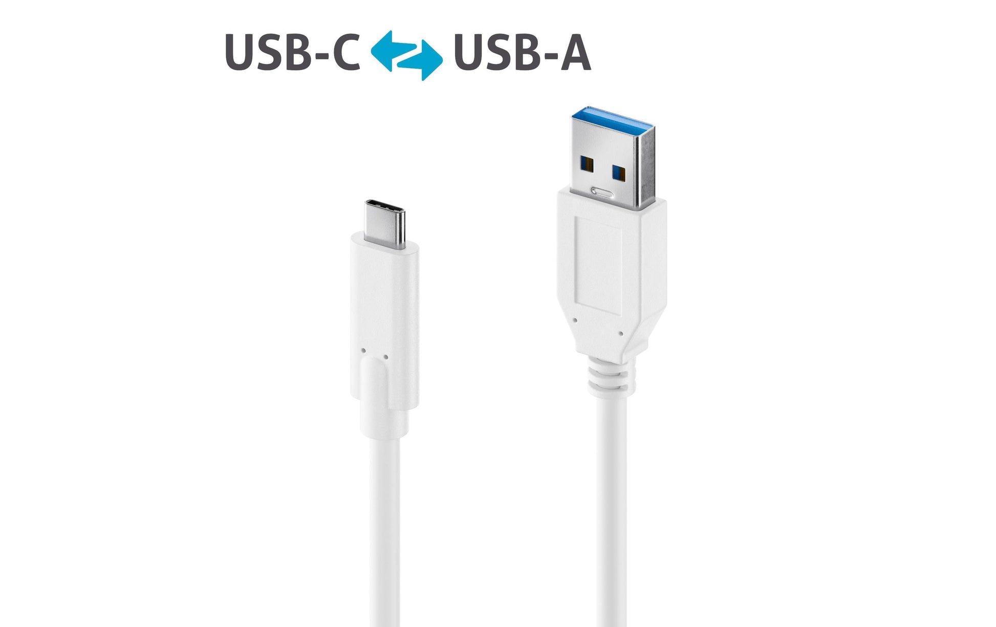 PureLink USB-A auf USB-C Kabel – USB 3.2 Gen 2 (10 Gbit/s) – 0,5 m – PD 60 W – Weiss