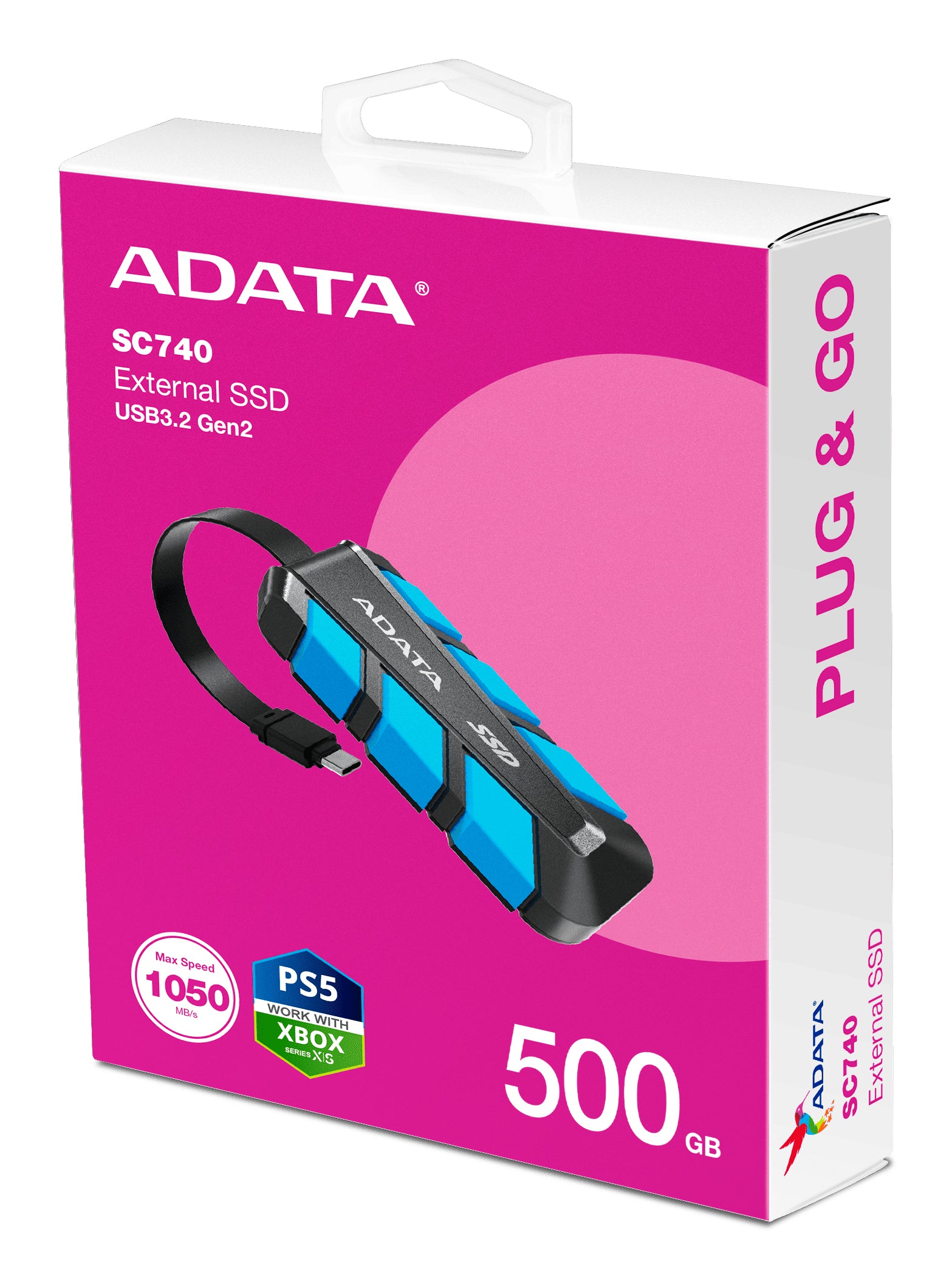 ADATA SC740 Speichergerät – 500 GB, USB Typ-C, USB 3.2 Gen 2, fallbeständig