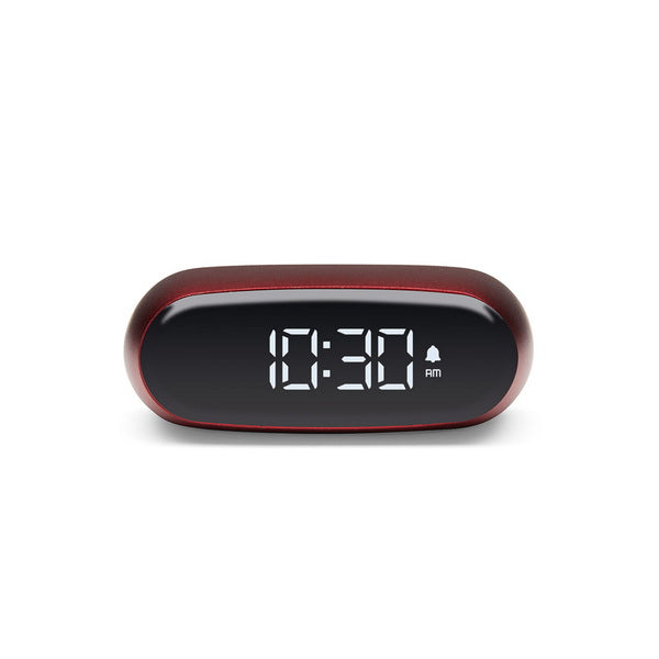 LEXON Minut Wecker – digital – 6,5 × 4,5 × 2,5 cm, dunkelrot, Aluminium, Schlummerfunktion, USB