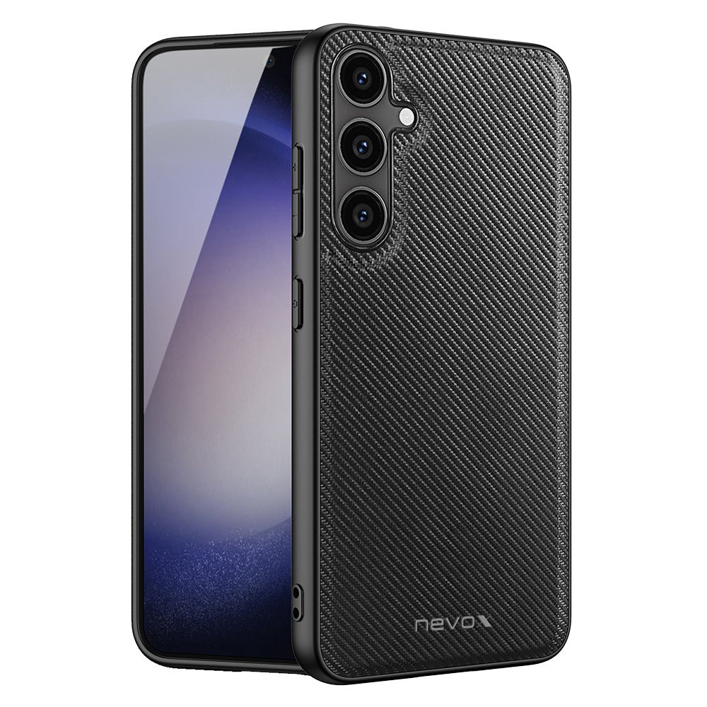 nevox StyleShell NYLO – Backcover – für Samsung Galaxy S25, Nylon+PC+TPU, Schwarz, Karbonfaser