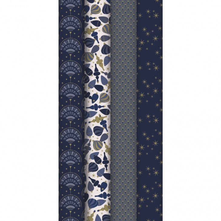 Clairefontaine Geschenkpapier Sternnacht, beschichtet – 70 cm × 2,0 m – 80 g/m² – 1 Stk. – Weihnachten
