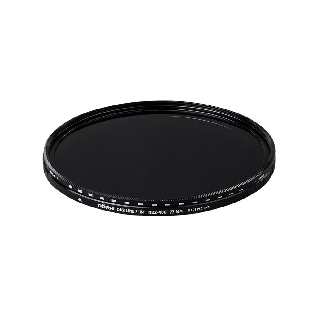 Dörr Digiline Slim Variabler Graufilter ND2–400 – 77 mm, 1–8,5 Stufen – Metall/Glas, mit Tragetasche