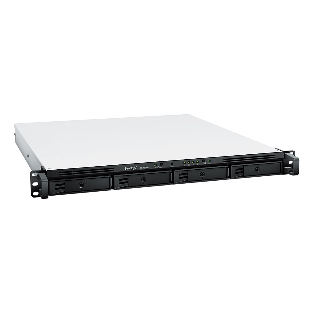 Synology RS822RP+ – 4-Bay Rack 1U NAS – AMD Ryzen V1500B, 2 GB RAM, 1GbE, DSM, redundantes Netzteil