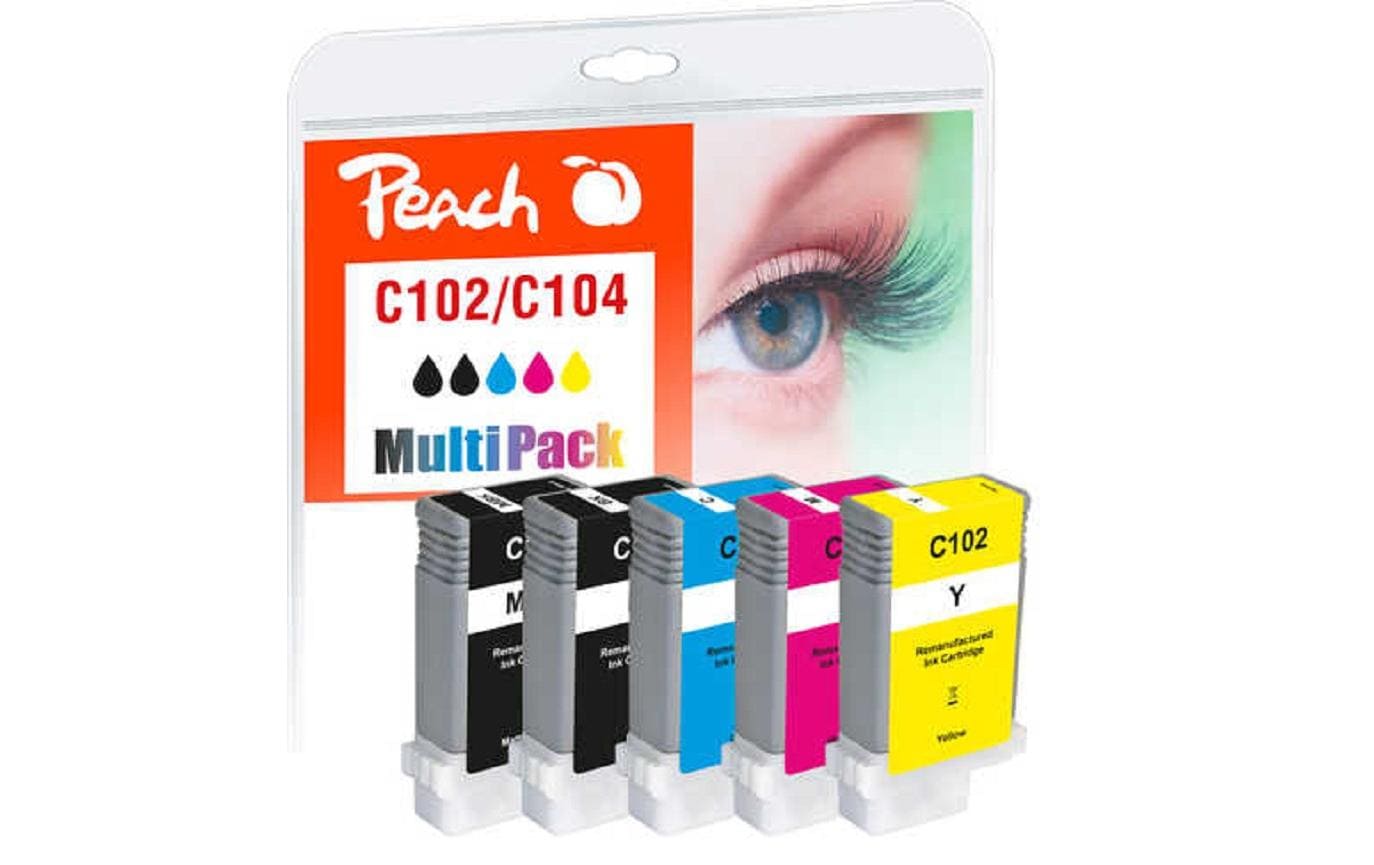 Peach Tintenpatronen-Multipack, 5×130 ml, kompatibel – für Canon imagePROGRAF IPF 500, 510, 510 plus und andere