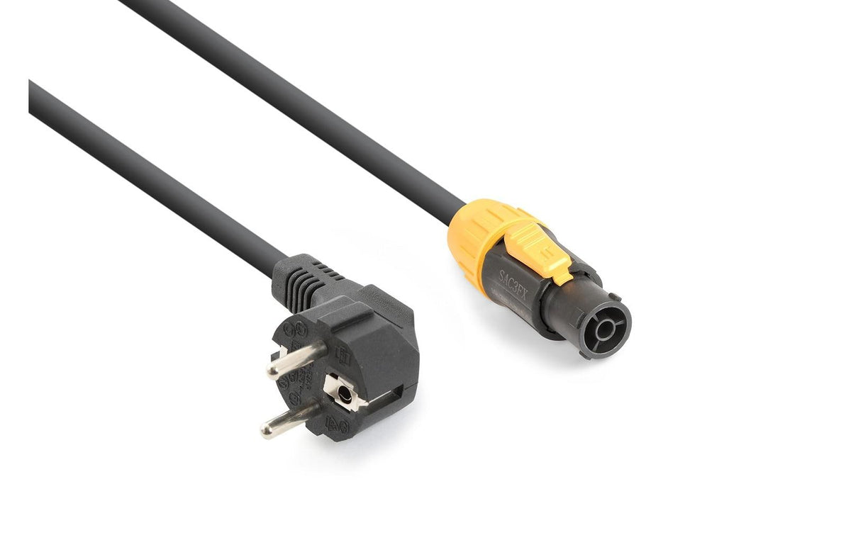 PD-Connex PowerCON Stromkabel – Schuko (Typ E/F) – PowerCON, 5 m, 3×1,5 mm², mit Verriegelung, Schwarz