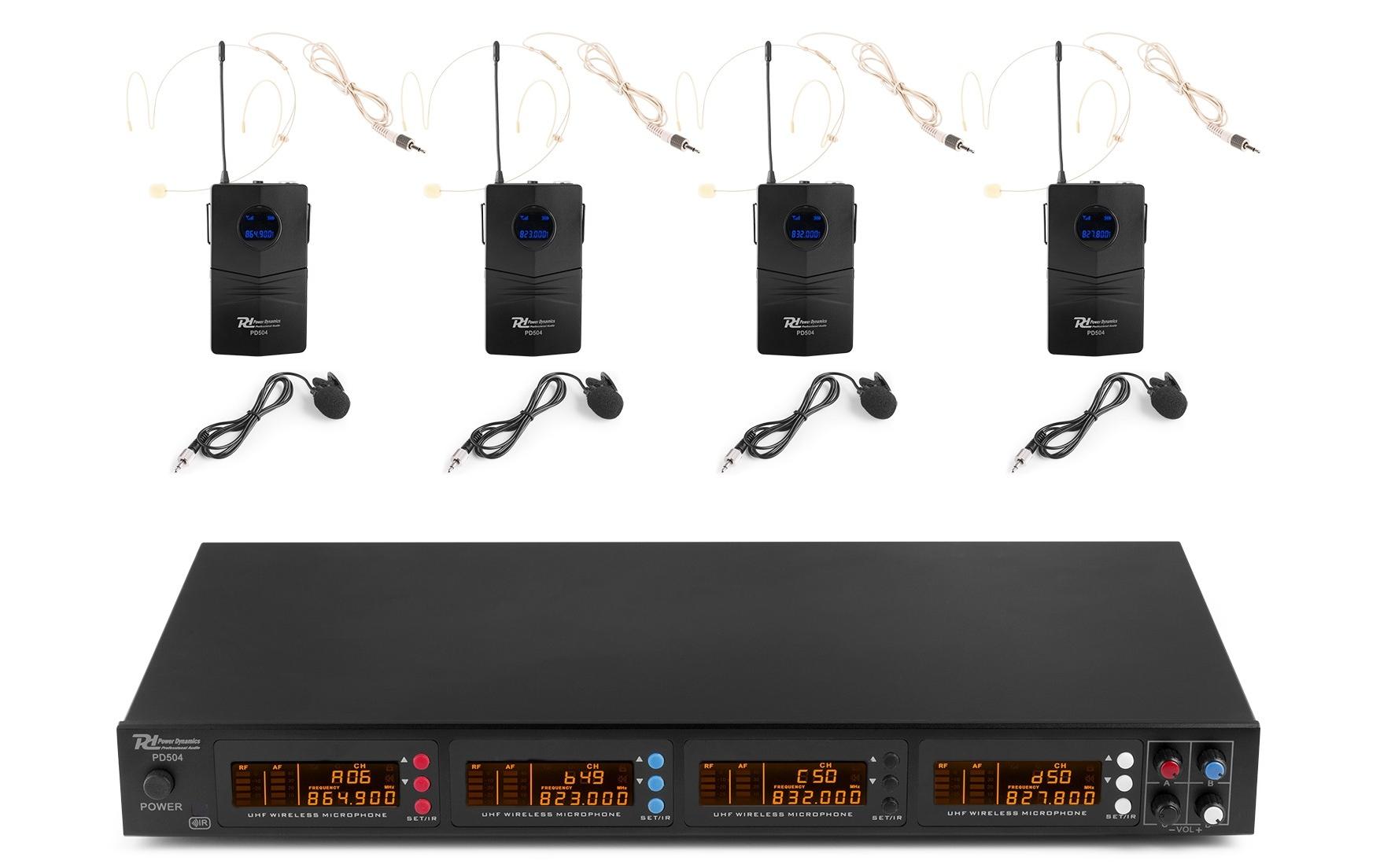 Power Dynamics PD504B Lavalier-Mikrofon 4er-Set – XLR, Kabellos, Niere, 60–18'000 Hz