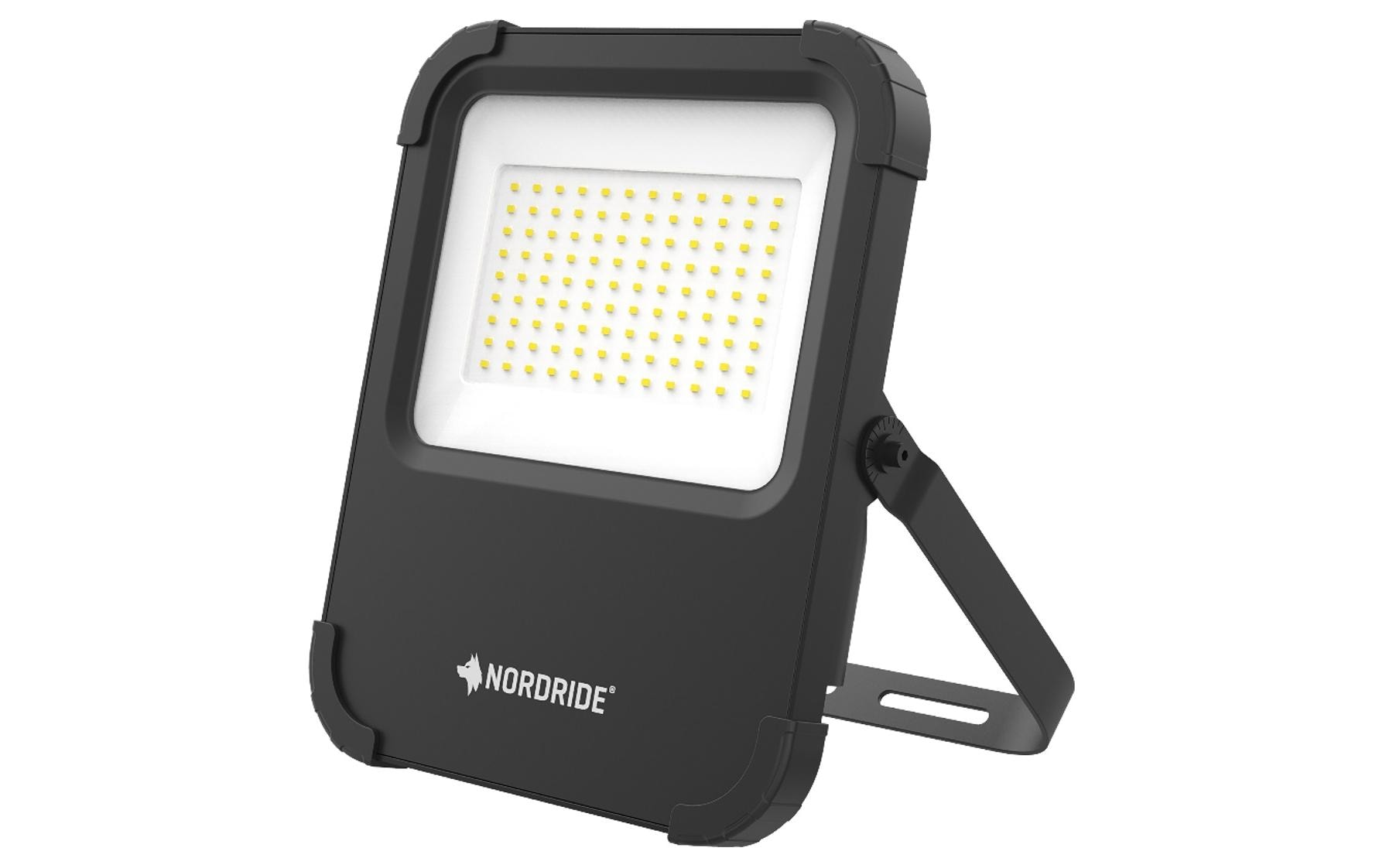 NORDRIDE Aussenwandleuchte – 29,2×37,5 cm – 10 000 lm, 100 W – Kaltweiss, 6000 K – IP67 – Netzbetrieb – Schwarz