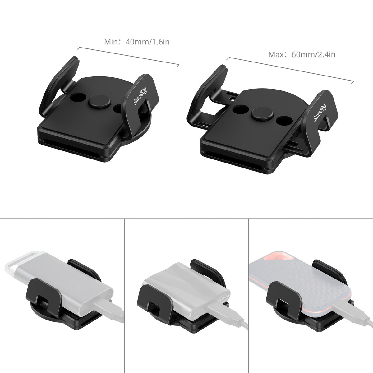 SmallRig Montageklemme – 1/4" Gewinde, 66 × 59 × 29,4 mm – für externe SSD – Schwarz