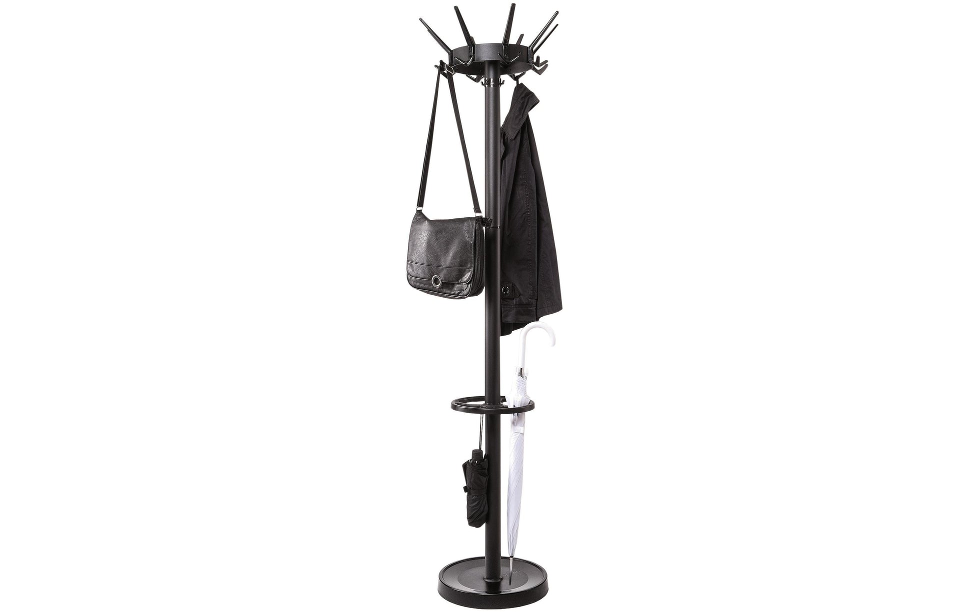 MAUL Garderobenständer (mit Schirmhalter, drehbare Krone) – Stahl – Schwarz – 1'725 mm