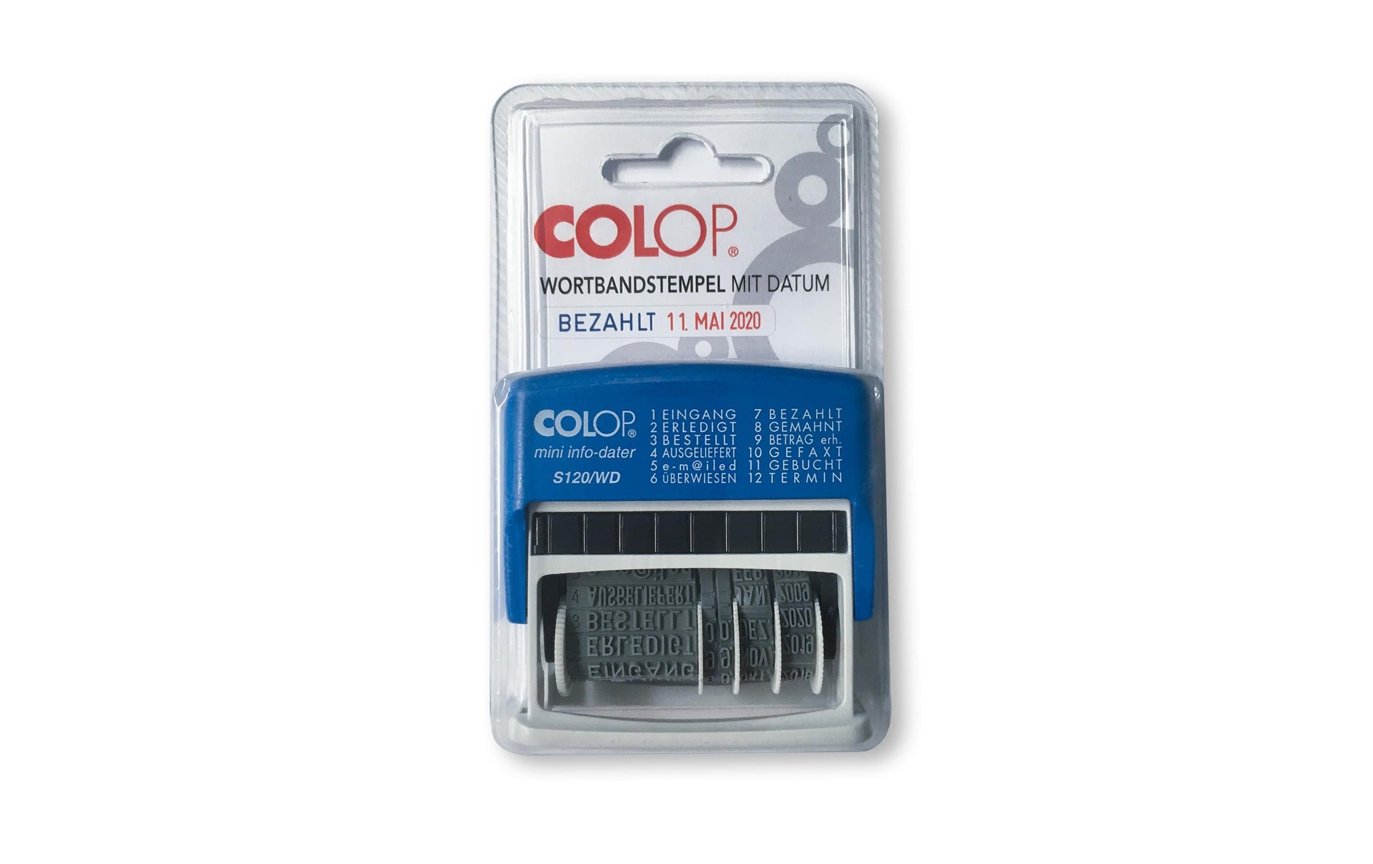 Colop Mini Dater S120/WD – Selbstfärbender Wort- & Datumstempel, Schrifthöhe 4 mm – Abdruck 42 × 4 mm – schwarz
