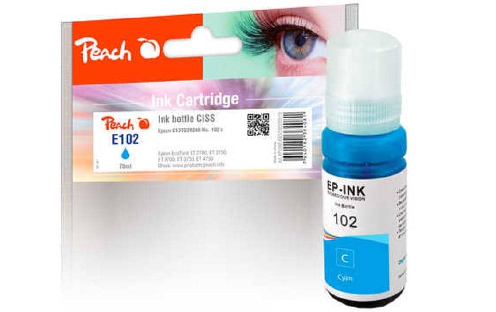Peach 102 Cyan Tintenpatrone (Kompatibel) – 6'000 Seiten – für Epson EcoTank ET-2700/2750/2756