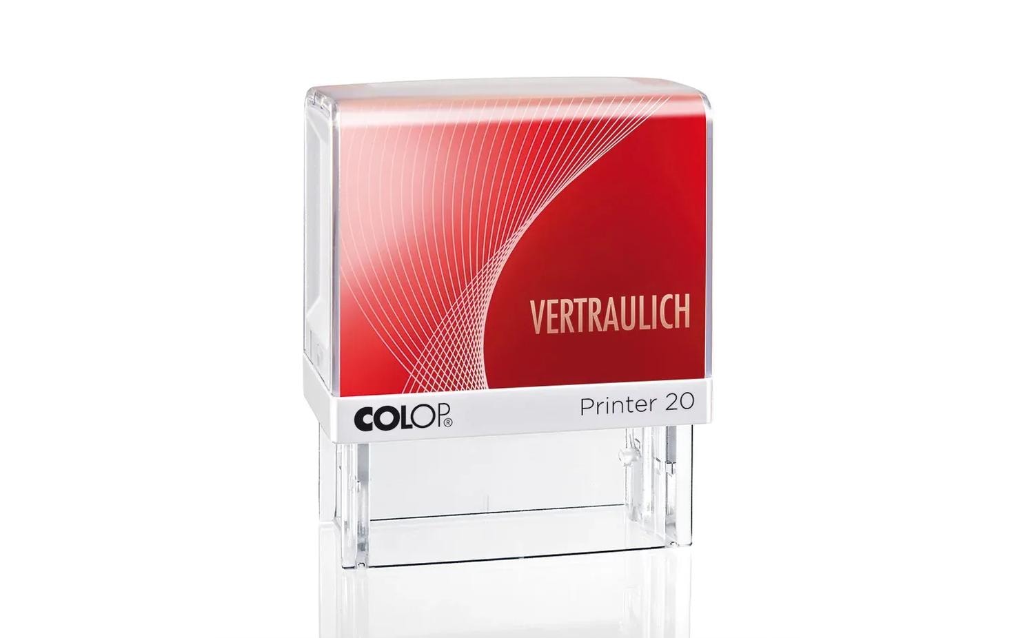 Colop Printer 20/L – Wort- & Datumstempel selbstfärbend, VERTRAULICH / Deutsch – Abdruck 38 × 14 mm – rot