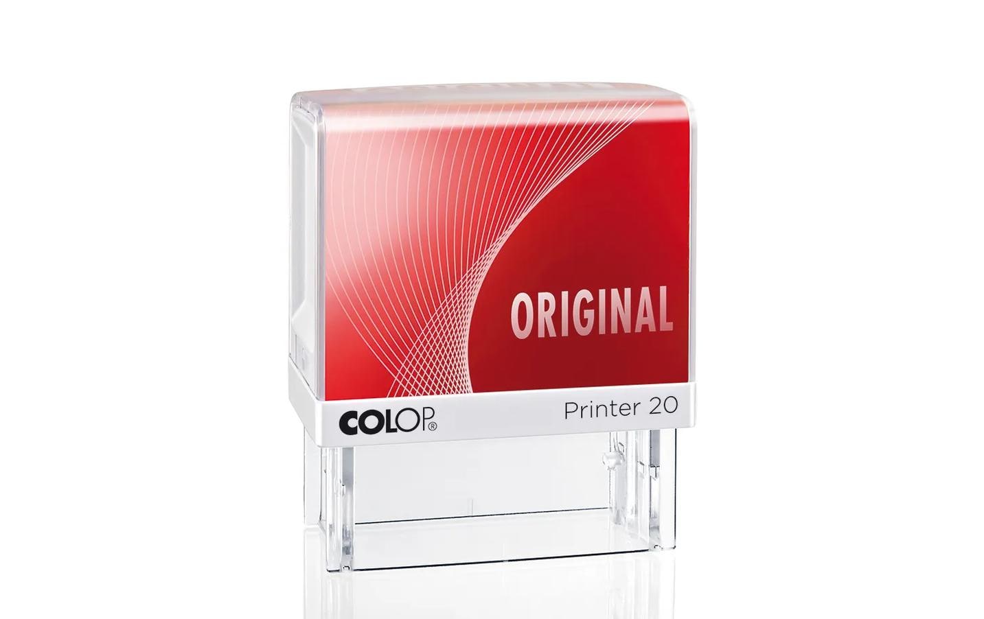 Colop Printer 20/L – Wort- & Datumstempel selbstfärbend, Text / Deutsch – Abdruck 14 × 38 mm – Rot