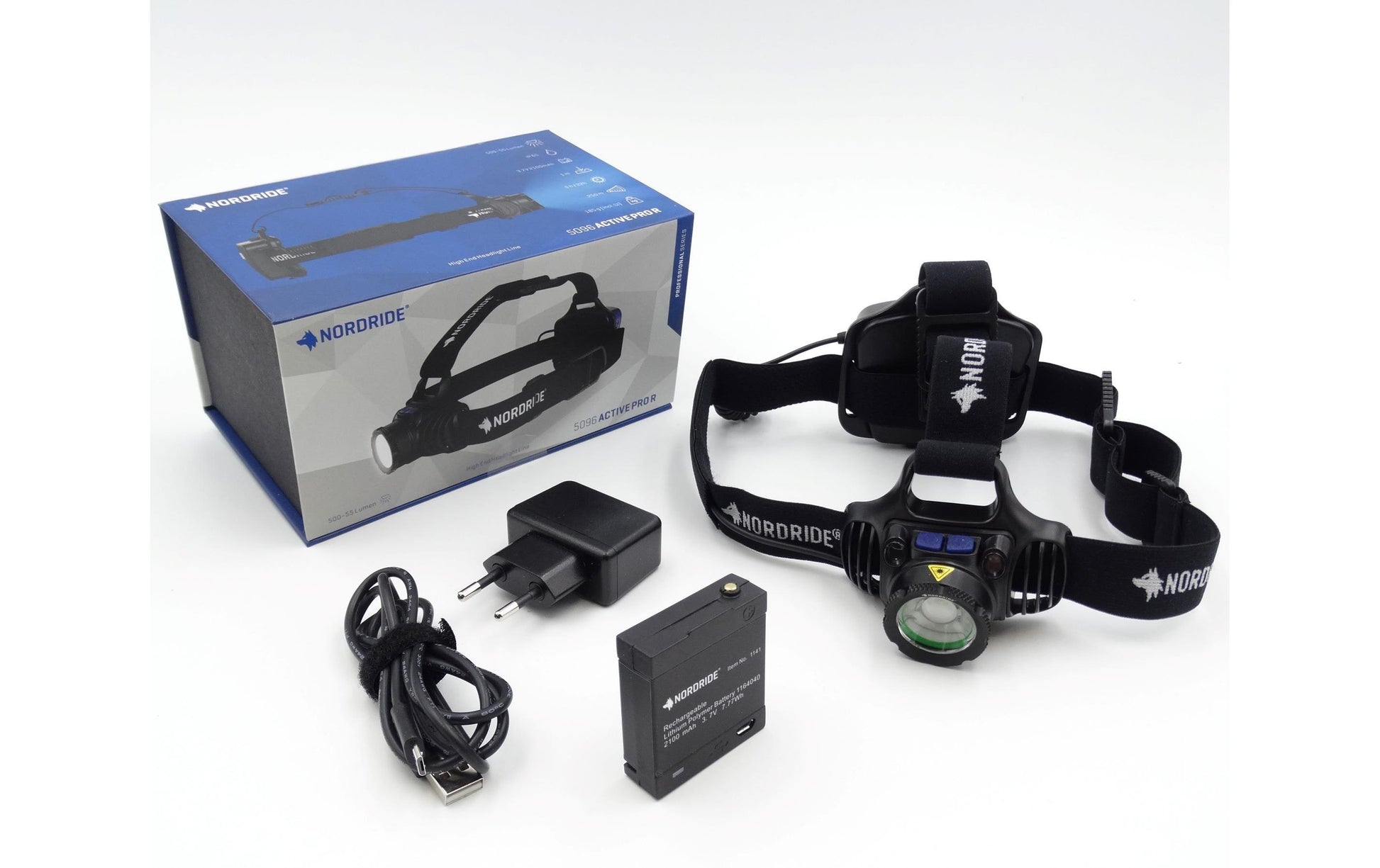 NORDRIDE Stirnlampe PRO R – 640 lm, 250 m, IP65, Laufzeit 18 h – Schwarz