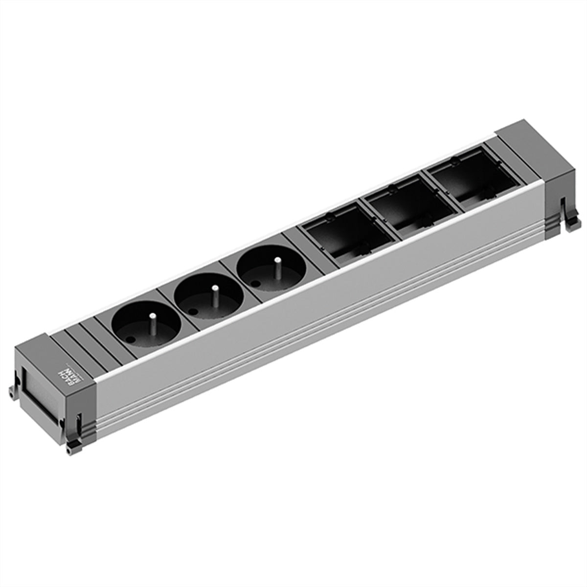 Bachmann POWER FRAME Steckdoseneinheit – 3×UTE (Typ E), Einbau, 0,2 m, GST18i3, Schwarz/Silber