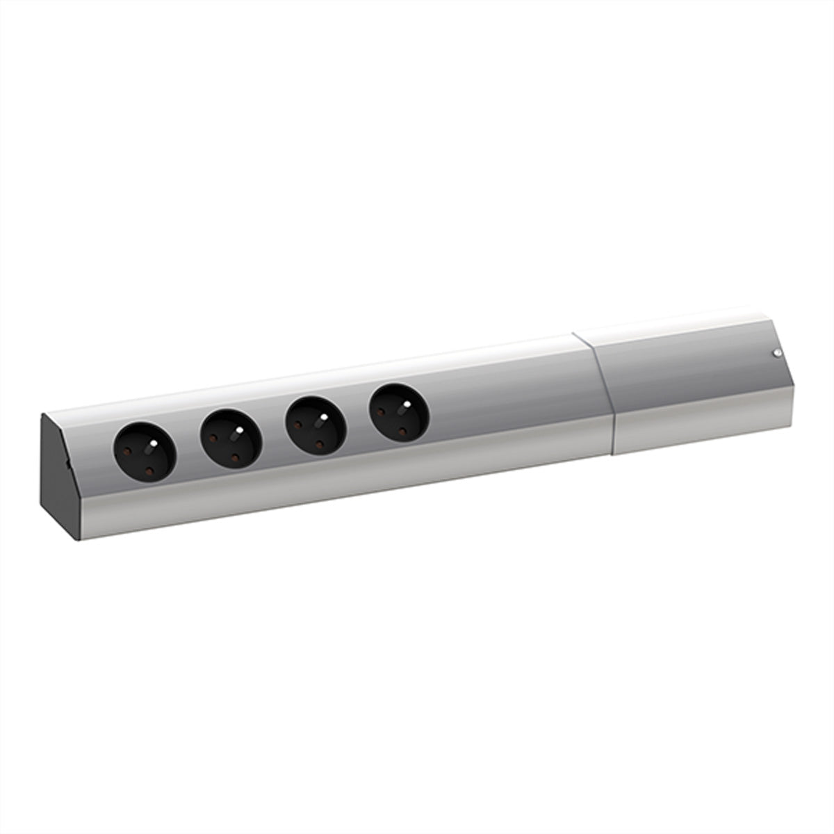 Bachmann CASIA Steckdosenleiste – 4×Schutzkontakt (Typ E), 2 m, Edelstahl-Optik
