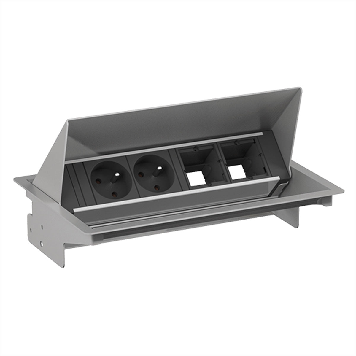 Bachmann CONEO Steckdoseneinheit Set – 2×UTE (Typ E), Wieland GST18 0,2 m, Weissaluminium