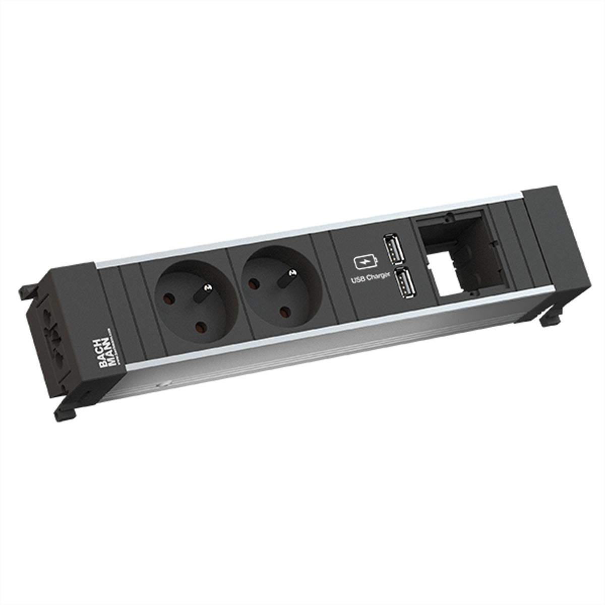 Bachmann CONFERENCE Einbau-Anschlussfeld, 2× UTE (Typ E), 1× USB (5 V/3,1 A), Stecker GST18