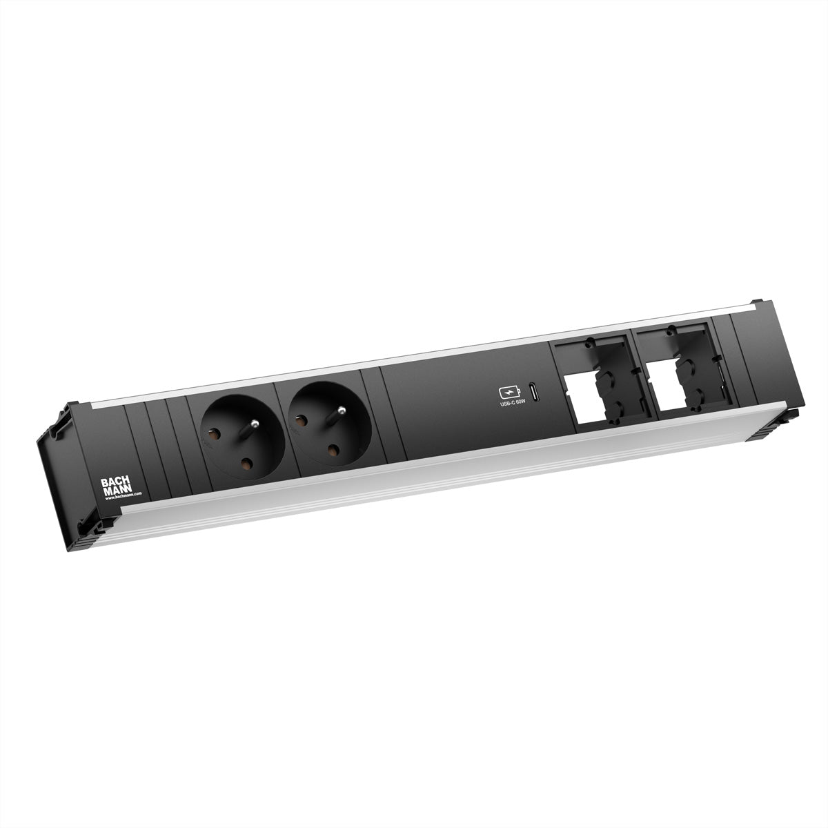 Bachmann CONI – Einbau-Anschlussfeld, 2× UTE (Typ E), 1× USB-C 60 W, 0,2 m, Stecker GST18