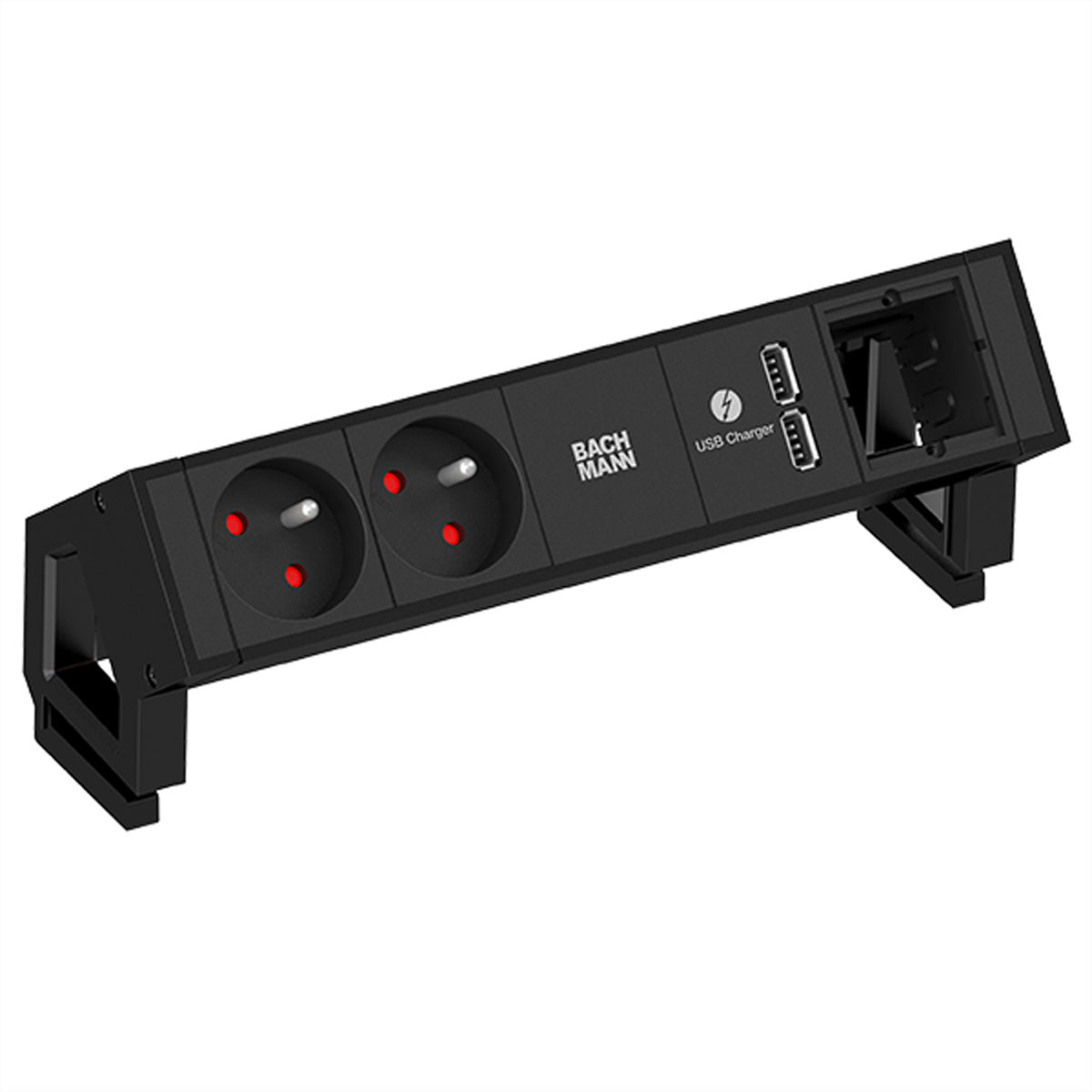 Bachmann DESK2 Steckdoseneinheit – 2×UTE (Typ E), 2×USB 5 V/3,1 A, Tisch/Einbau, GST18 0,2 m