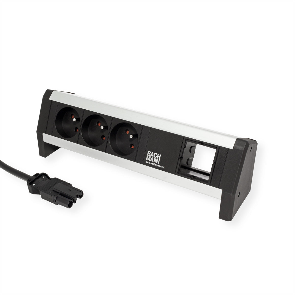 Bachmann DESK Steckdoseneinheit – 3×Typ E (CEE 7/5), 1×Leeres Modul, GST18, 1,0 m