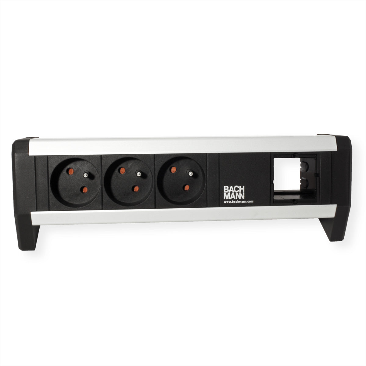 Bachmann DESK Steckdoseneinheit – 3×Typ E (CEE 7/5), 1×Leeres Modul, GST18, 1,0 m