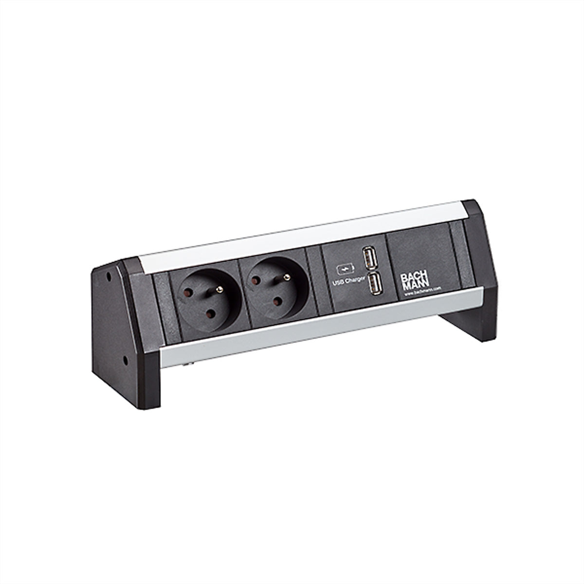 Bachmann DESK Steckdoseneinheit – 2×Typ E, USB-Ladegerät 5 V/3,1 A, Tisch/Einbau