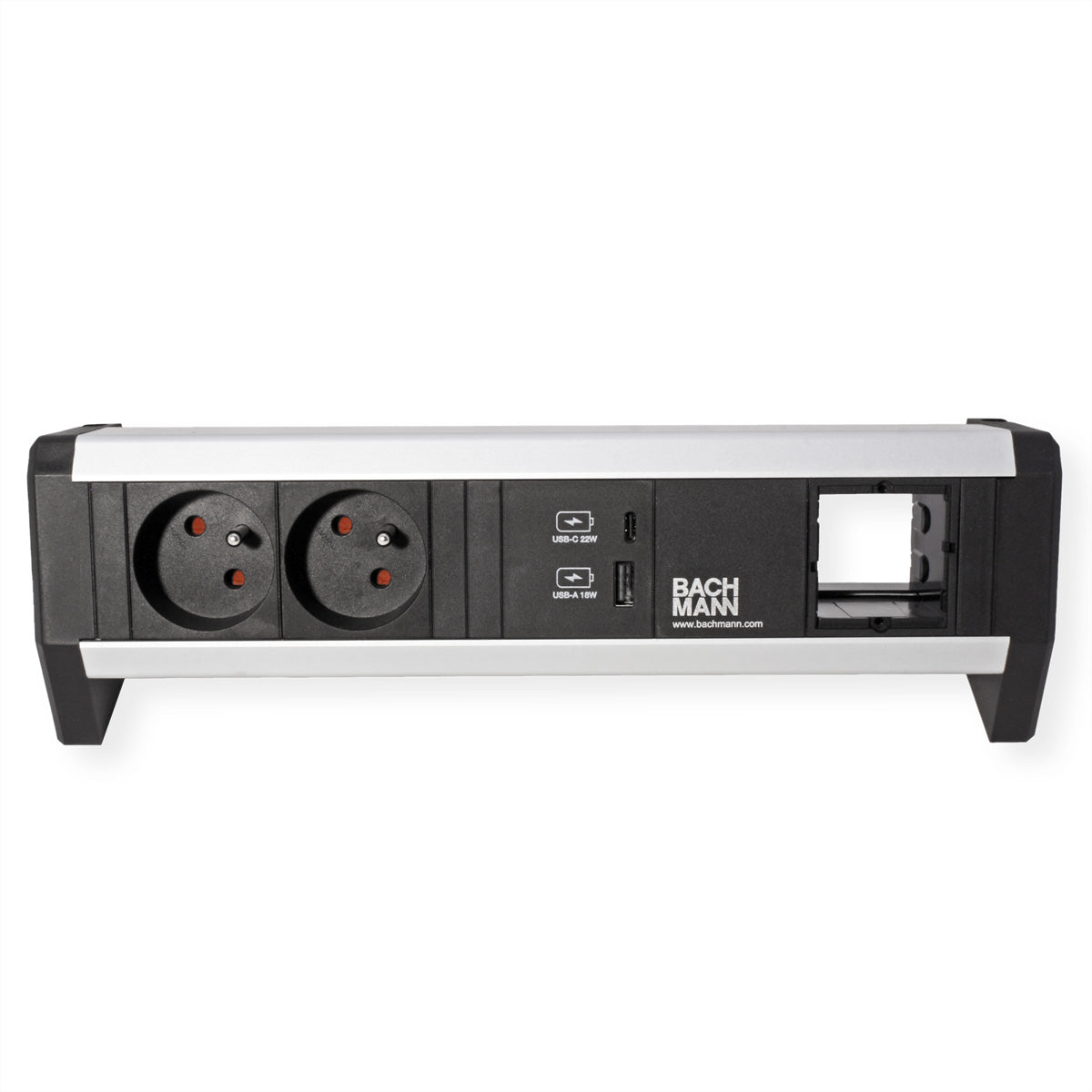 Bachmann DESK Steckdoseneinheit – 2×UTE, 1×USB‑A/USB‑C 22 W, Tisch/Einbau, GST18