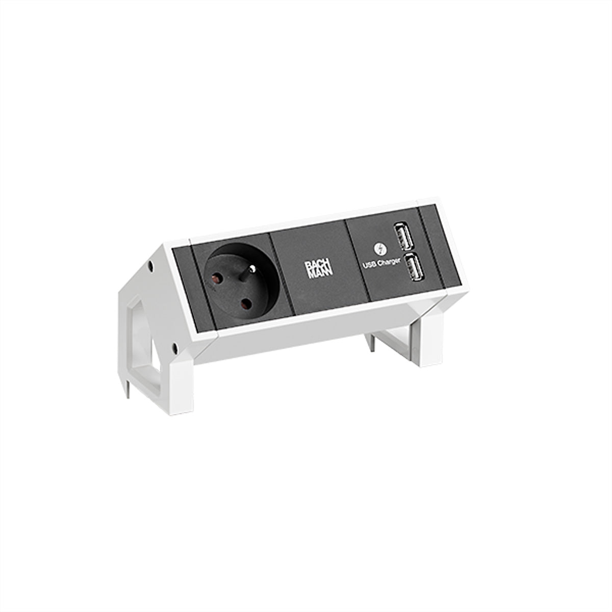 Bachmann DESK2 Steckdosenleiste 1× UTE (Typ E), USB‑A×2 – GST18, 0,2 m – für FR, CZ, SK