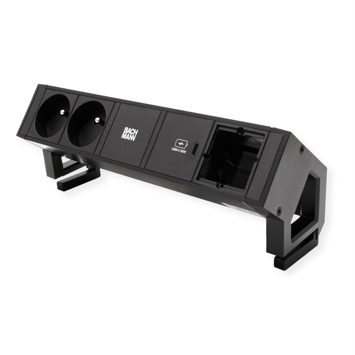 Bachmann DESK2 Steckdoseneinheit – 2×UTE, USB‑C 30 W, Aufbau, Wieland GST18, 0,2 m