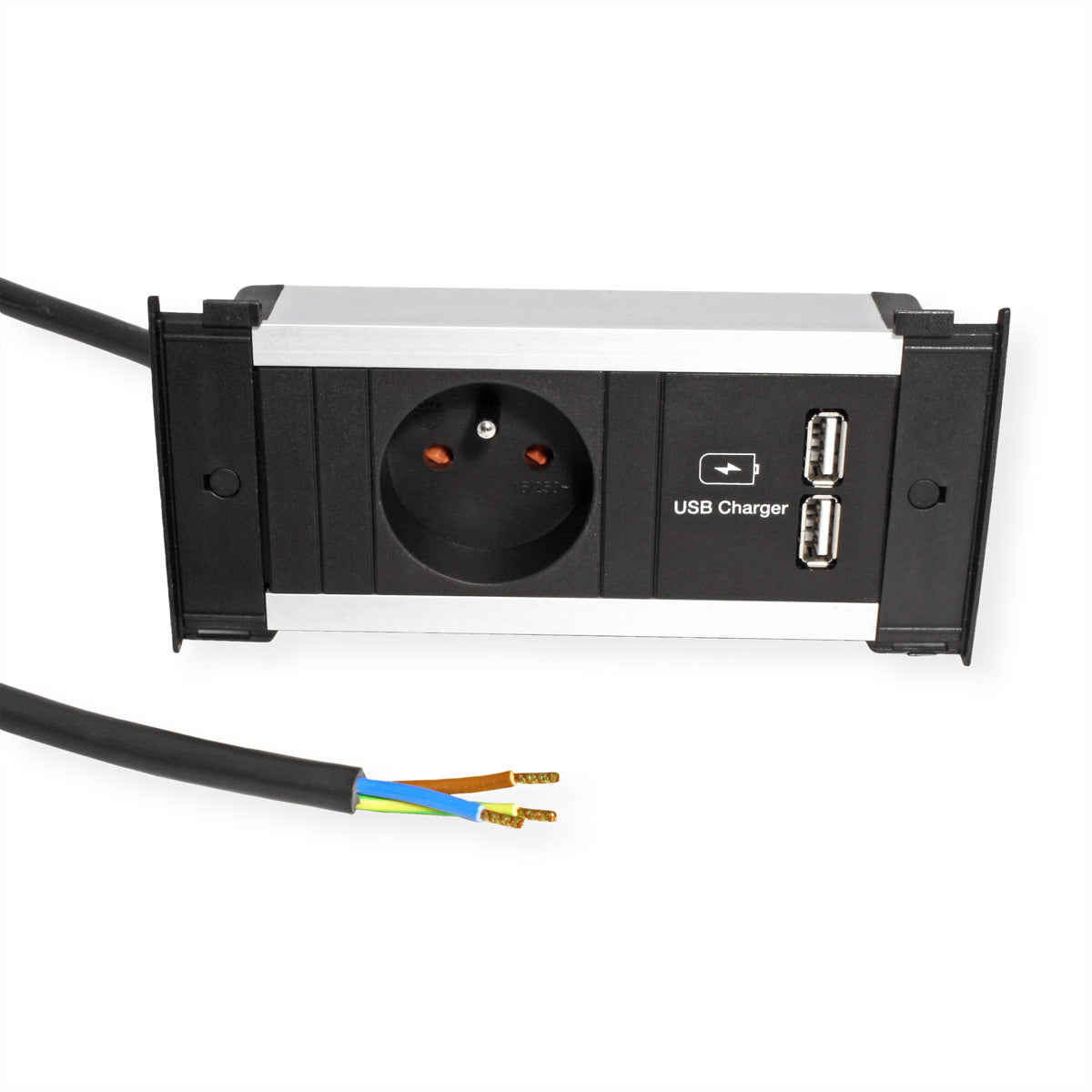 Bachmann KAPSA XS Einbau-Anschlussfeld 1× UTE (Typ E), USB×2 – für Frankreich, Tschechien, Slowakei