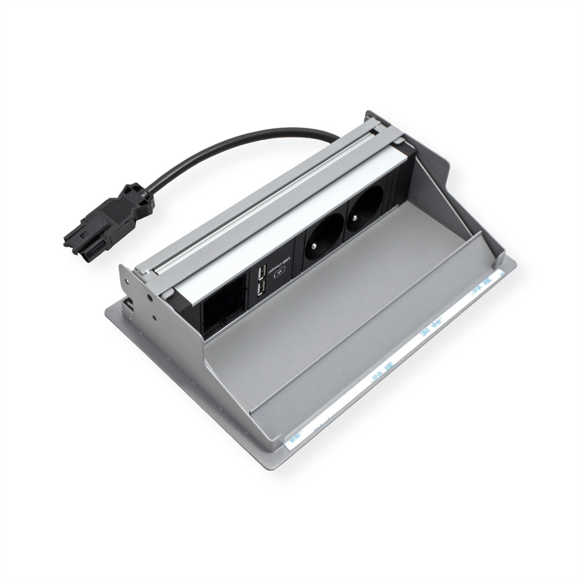 Bachmann CONEO Steckdosenleiste – 2× UTE (Typ E), USB-Ladegerät 5 V/3,1 A, 0,2 m, Weissaluminium