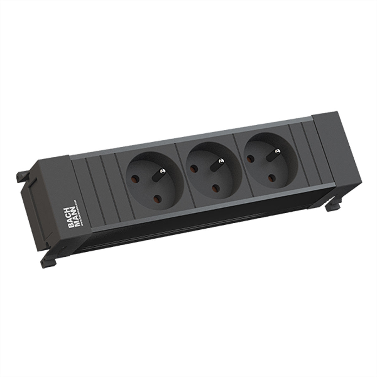 Bachmann POWER FRAME Einbausteckdosenleiste, 3×UTE, Einbau, Eingang GST18, Zuleitung 0,2 m – Schwarz
