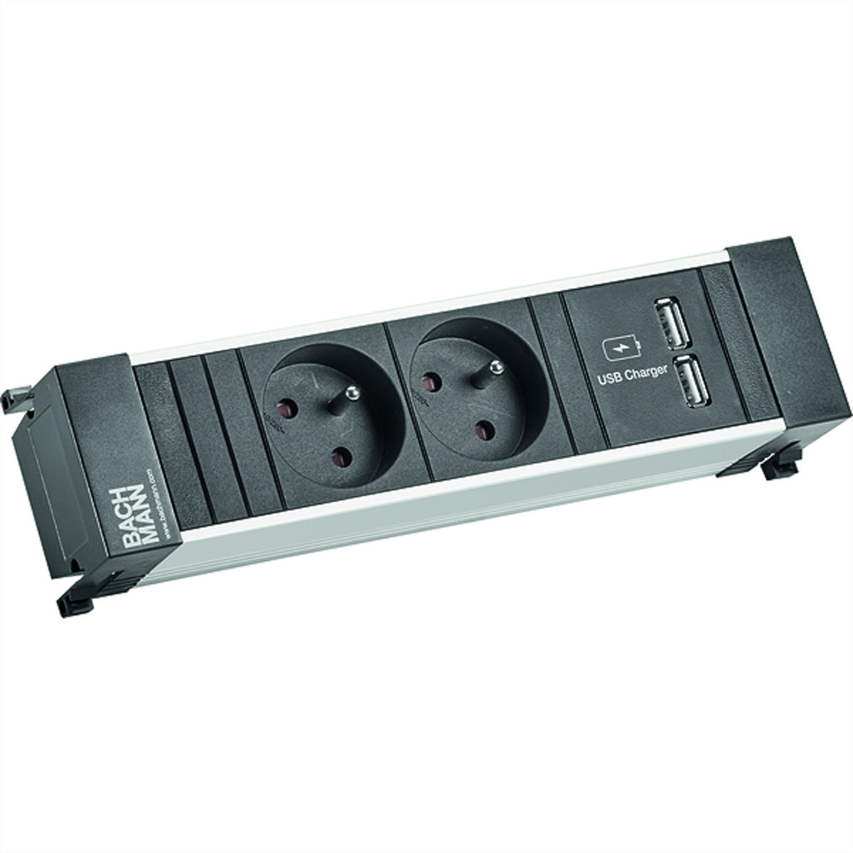Bachmann POWER FRAME Steckdoseneinheit – 2×UTE, USB-A Doppelcharger 5 V/3,1 A, Einbau, 2,0 m