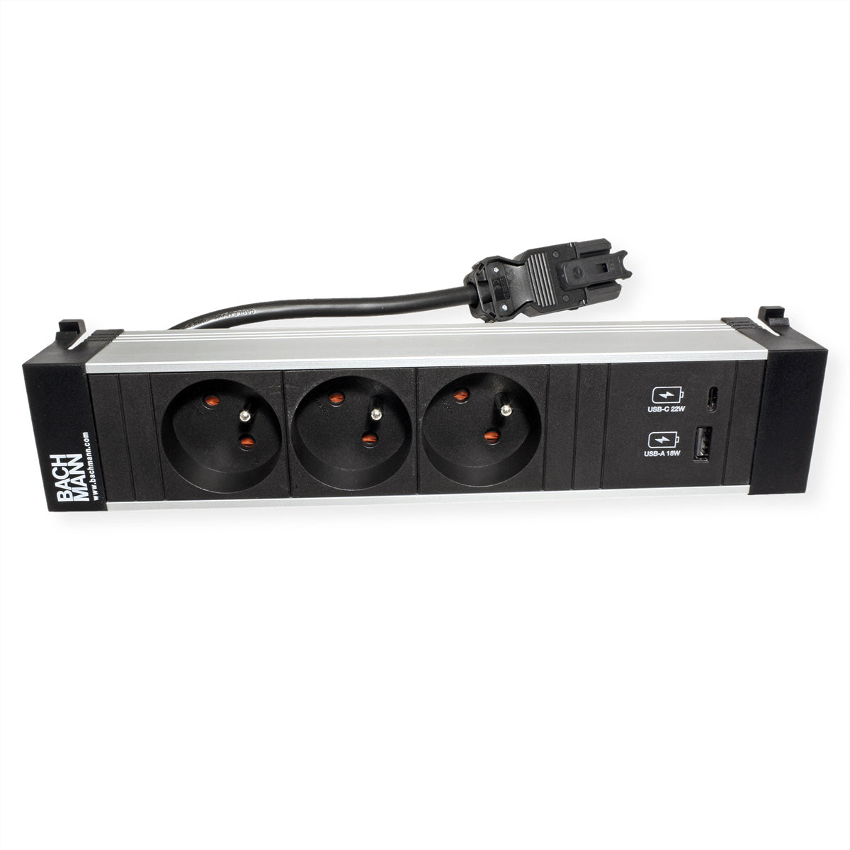 Bachmann POWER FRAME M Steckdoseneinheit – 3×UTE (Typ E), USB-A/USB-C 22 W, Einbau, 0,2 m GST18